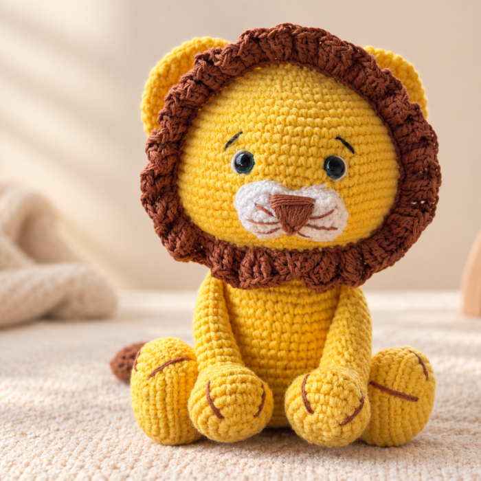 Figurine Lion en crochet